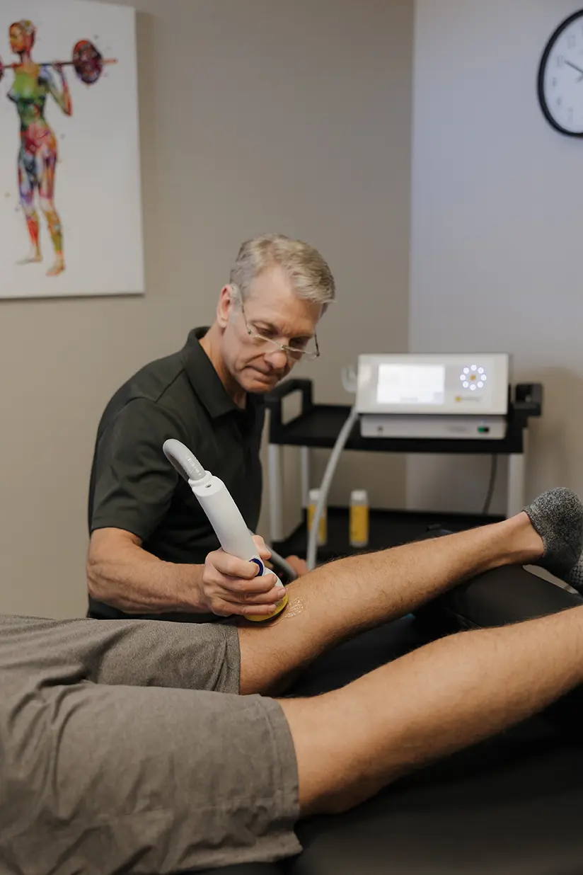 SoftWave applicator used during a targeted acoustic-wave session
